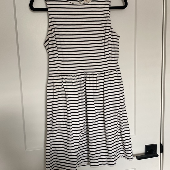 J. Crew White and Black Stripe Sleeveless Dress with Pockets - Picture 4 of 13